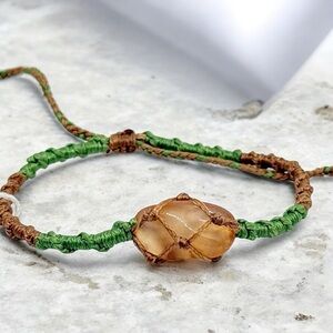 Handcrafted Green and Brown Stone Bracelet